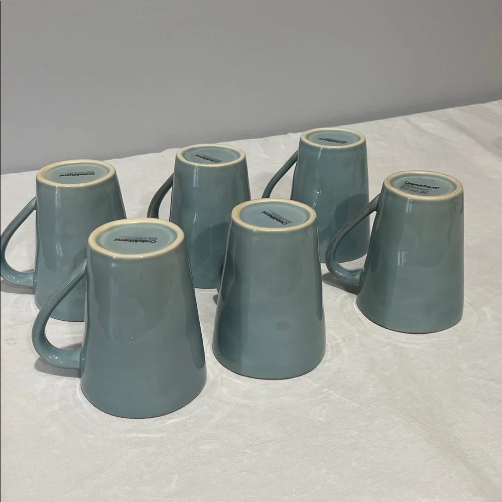 Crate & Barrel Marin Blue Coffee Mugs Made In Portugal Set Of 6